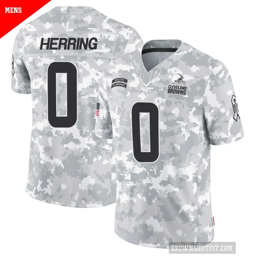 Men's Cleveland Browns ＃0 Tyron Herring Arctic Camo Limited 2024 Salute to Service Jersey