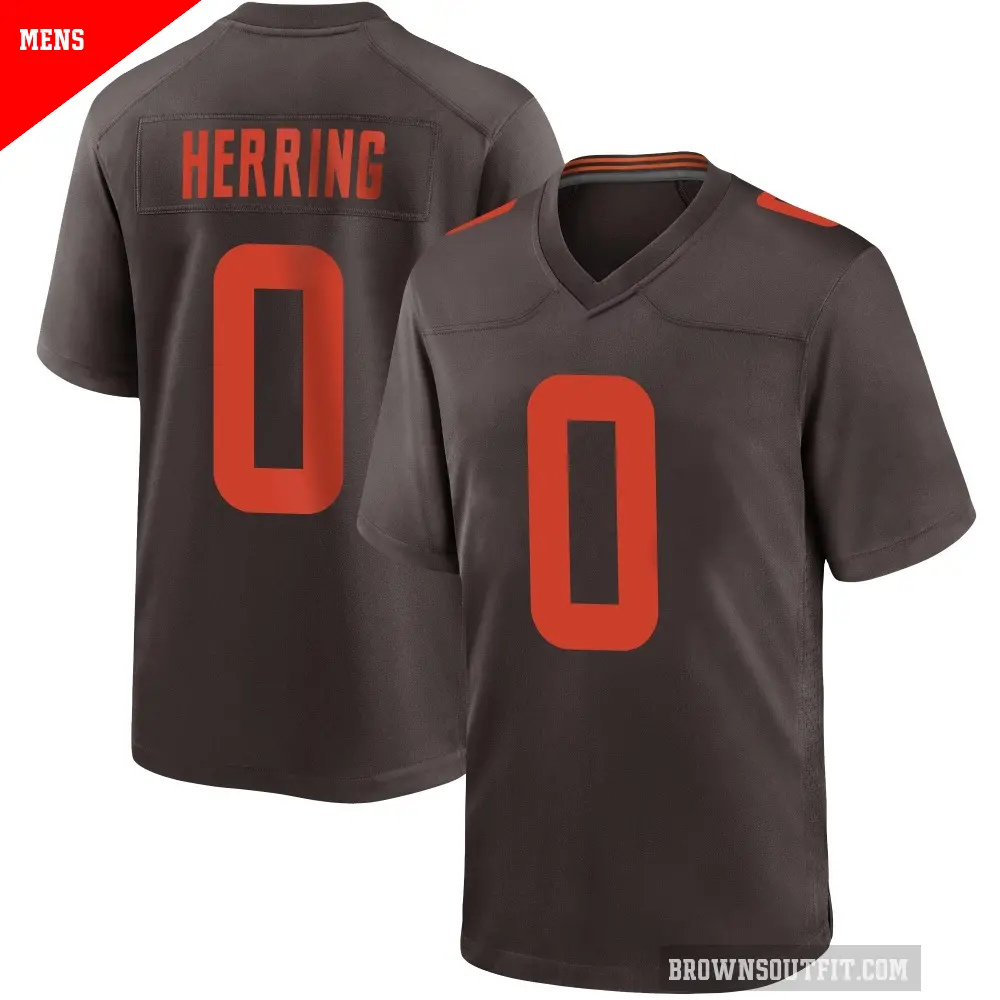 Men's Cleveland Browns ＃0 Tyron Herring Brown Game Alternate Jersey