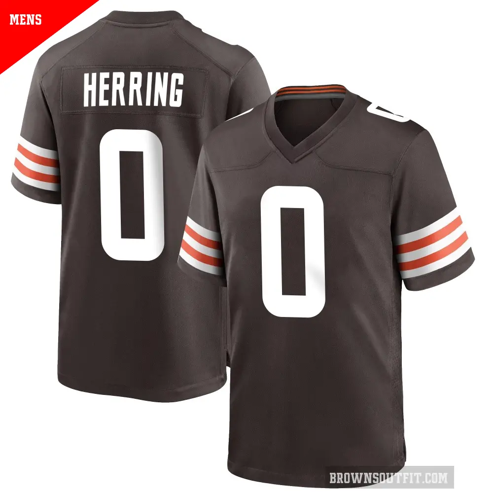 Men's Cleveland Browns ＃0 Tyron Herring Brown Game Team Color Jersey