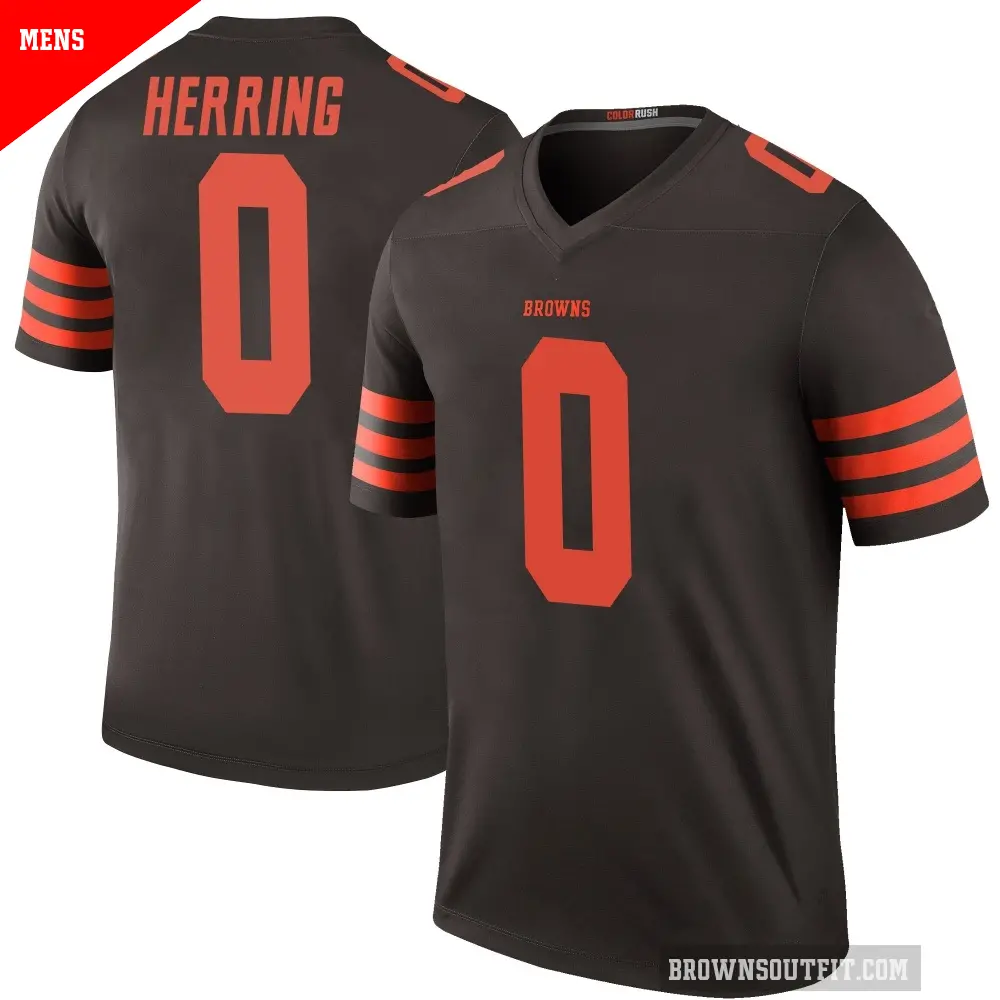 Men's Cleveland Browns ＃0 Tyron Herring Brown Legend Color Rush Jersey