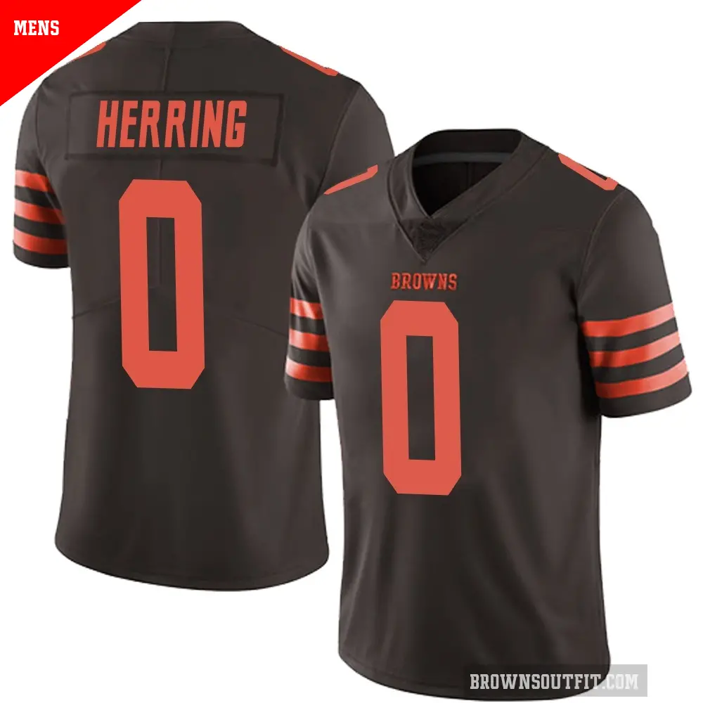 Men's Cleveland Browns ＃0 Tyron Herring Brown Limited Color Rush Jersey