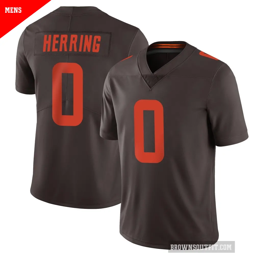 Men's Cleveland Browns ＃0 Tyron Herring Brown Limited Vapor Alternate Jersey