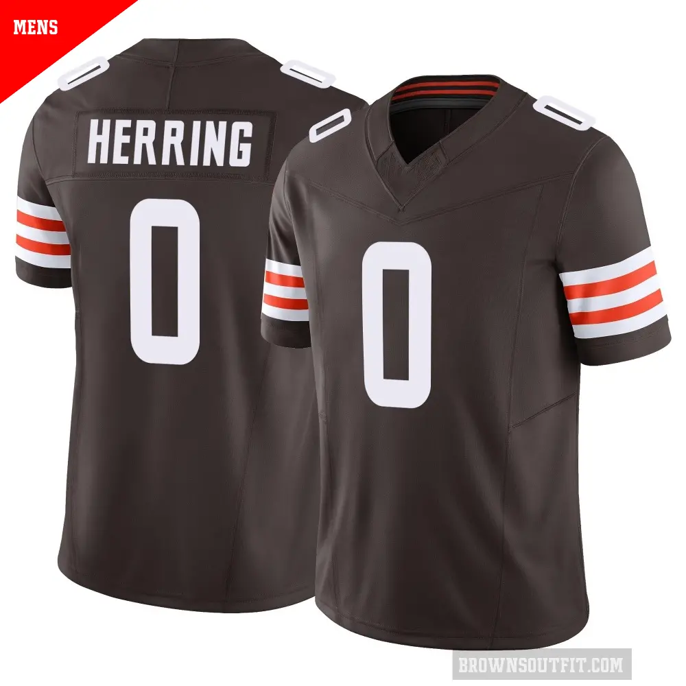 Men's Cleveland Browns ＃0 Tyron Herring Brown Limited Vapor F.U.S.E. Jersey