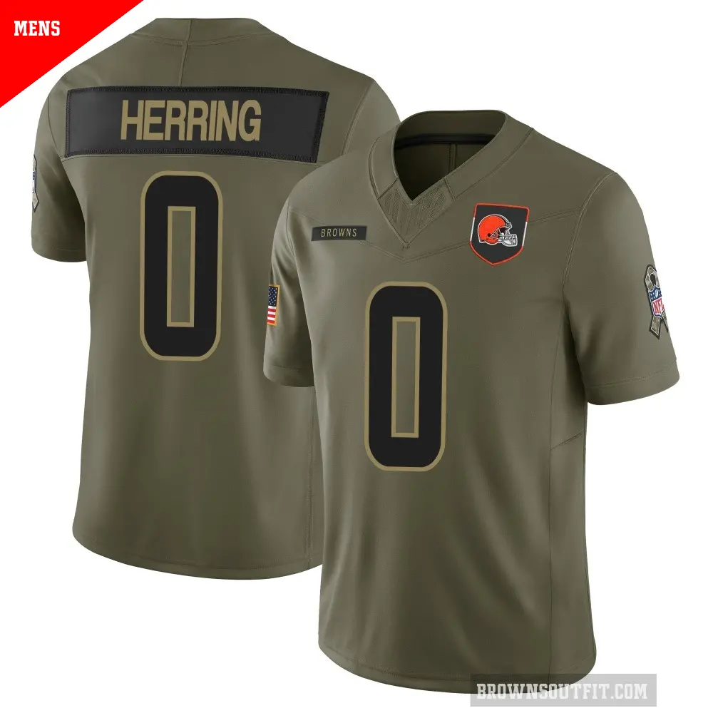 Men's Cleveland Browns ＃0 Tyron Herring Olive Limited 2025 Salute to Service Jersey