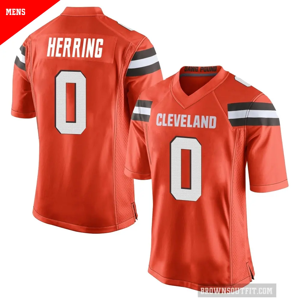 Men's Cleveland Browns ＃0 Tyron Herring Orange Game Alternate Jersey