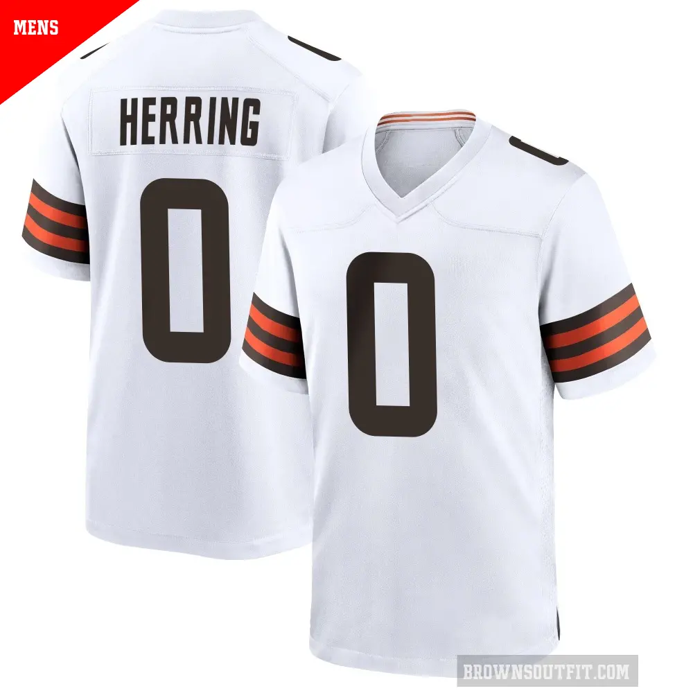 Men's Cleveland Browns ＃0 Tyron Herring White Game Jersey