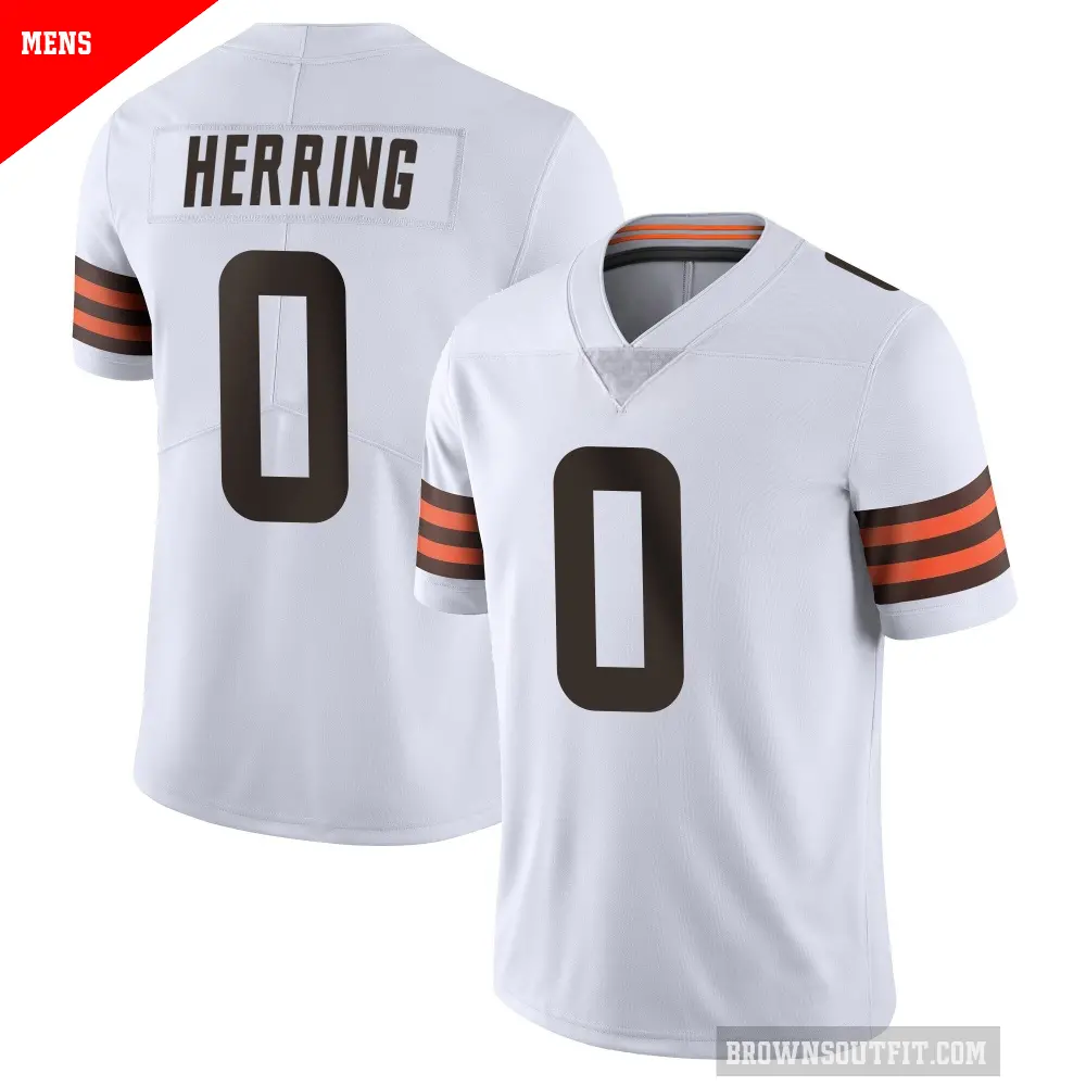 Men's Cleveland Browns ＃0 Tyron Herring White Limited Vapor Untouchable Jersey