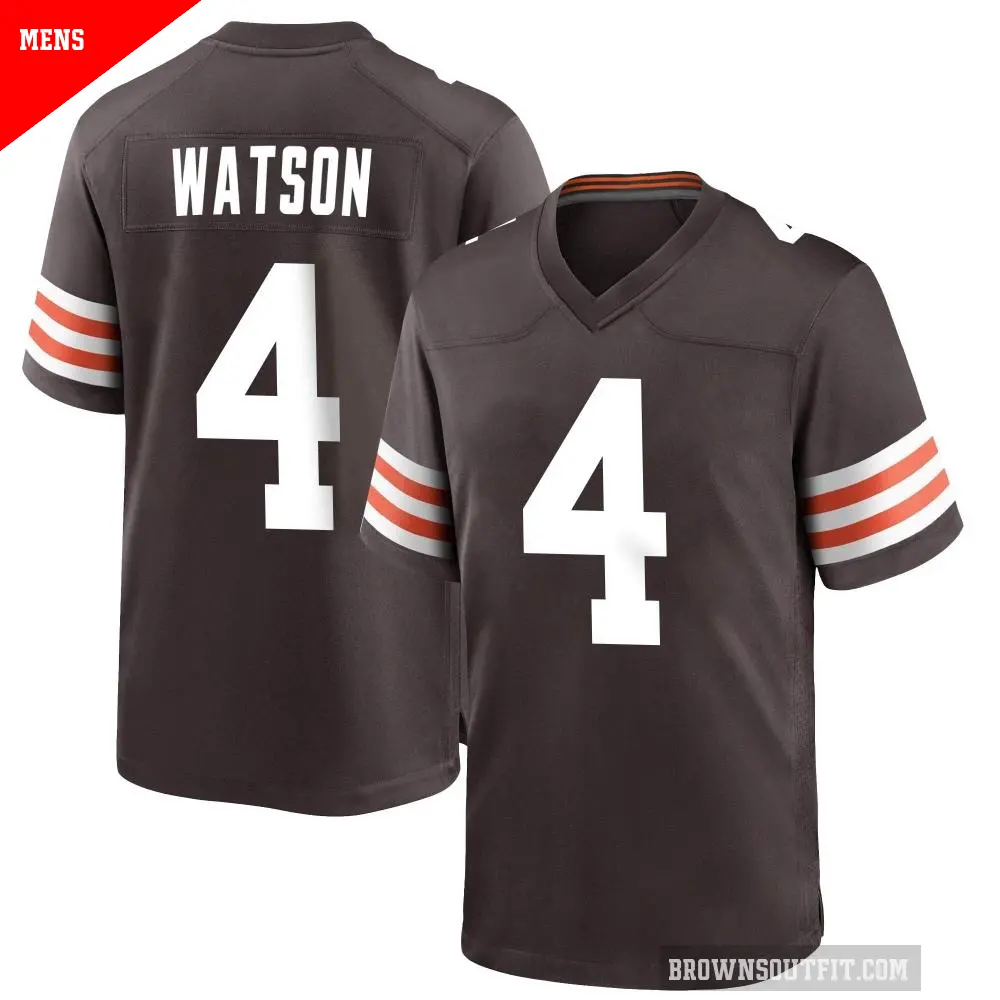 Men's Cleveland Browns ＃4 Deshaun Watson Brown Game Team Color Jersey