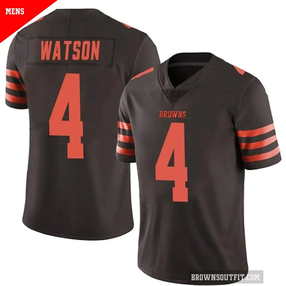 Men's Cleveland Browns ＃4 Deshaun Watson Brown Limited Color Rush Jersey