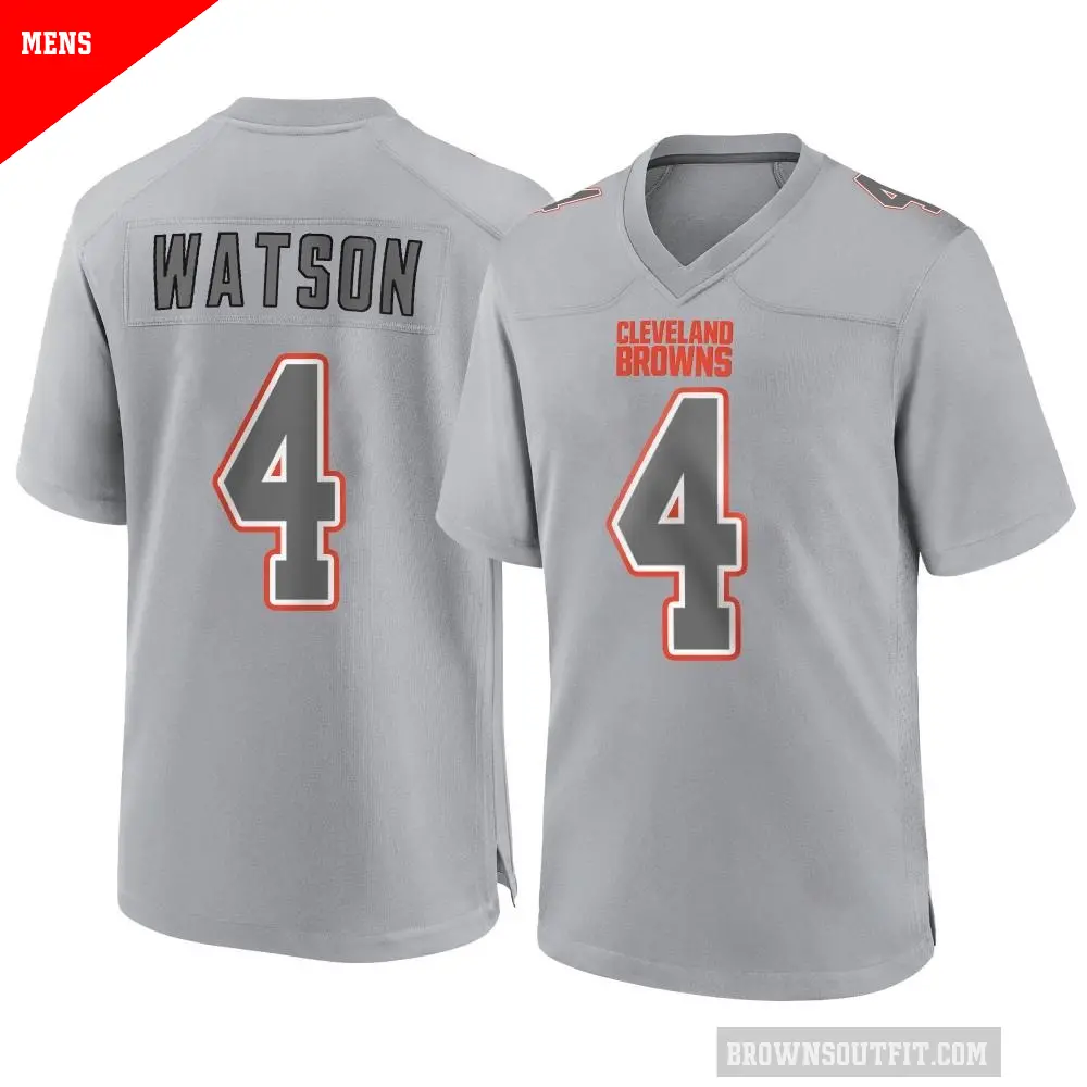 Men's Cleveland Browns ＃4 Deshaun Watson Gray Game Atmosphere Fashion Jersey