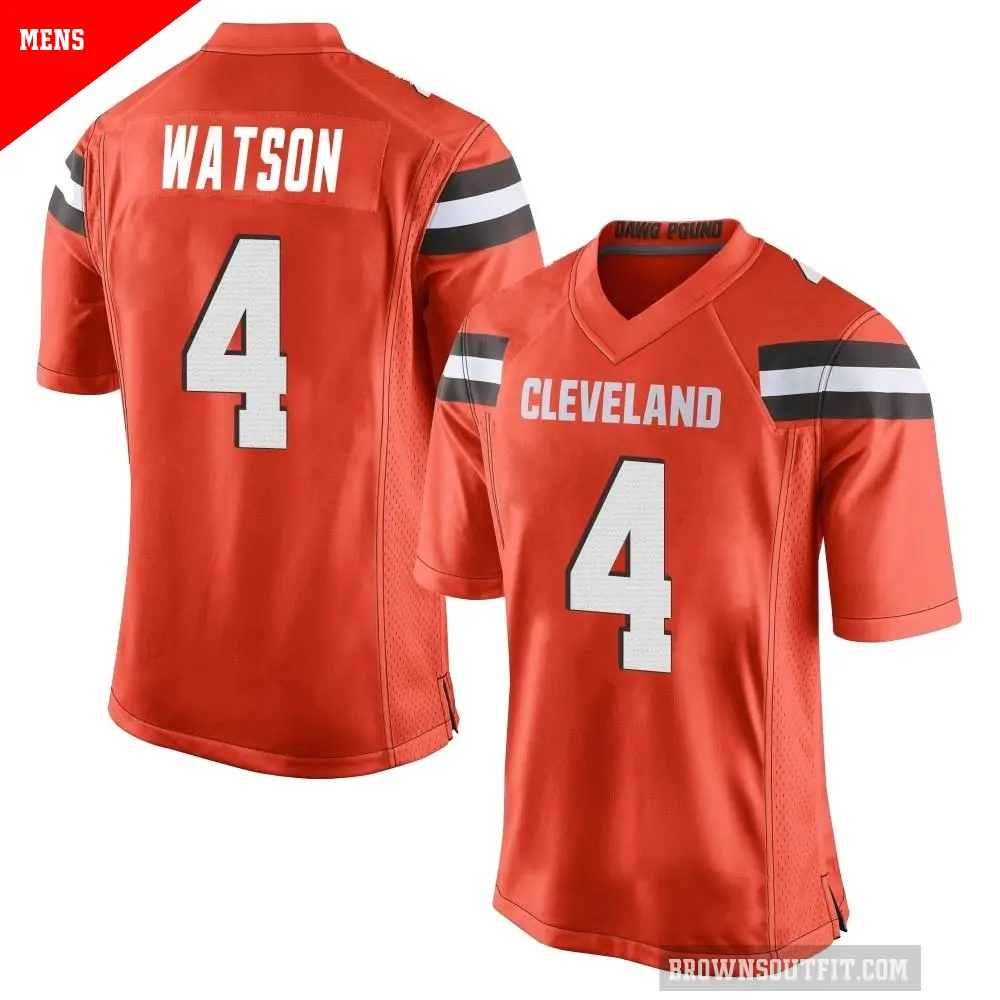 Men's Cleveland Browns ＃4 Deshaun Watson Orange Game Alternate Jersey