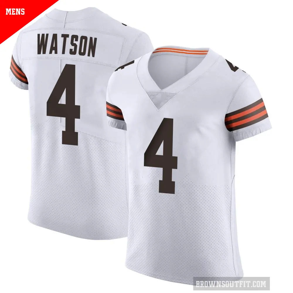 Men's Cleveland Browns ＃4 Deshaun Watson White Elite Vapor Jersey
