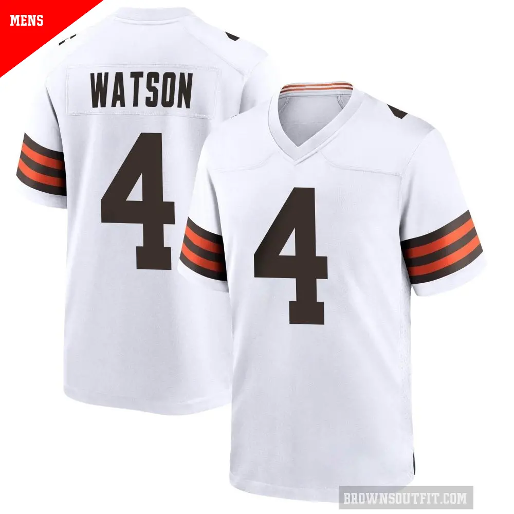 Men's Cleveland Browns ＃4 Deshaun Watson White Game Jersey