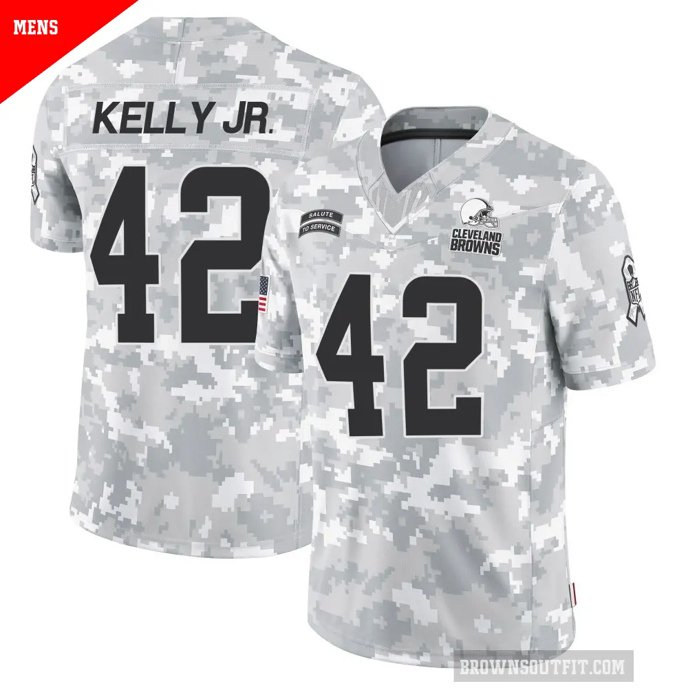 Men's Cleveland Browns ＃42 John Kelly Jr. Arctic Camo Limited 2024 Salute to Service Jersey