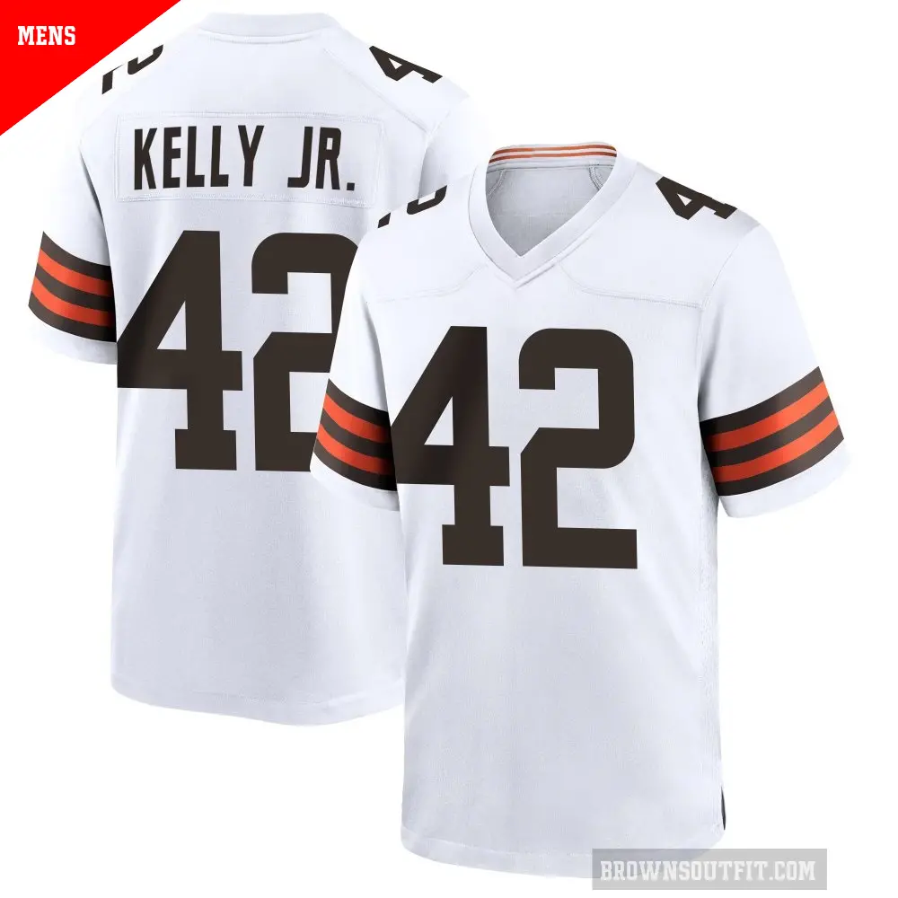 Men's Cleveland Browns ＃42 John Kelly Jr. White Game Jersey