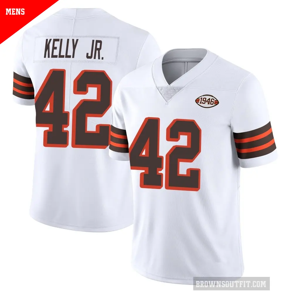 Men's Cleveland Browns ＃42 John Kelly Jr. White Limited Vapor 1946 Collection Alternate Jersey