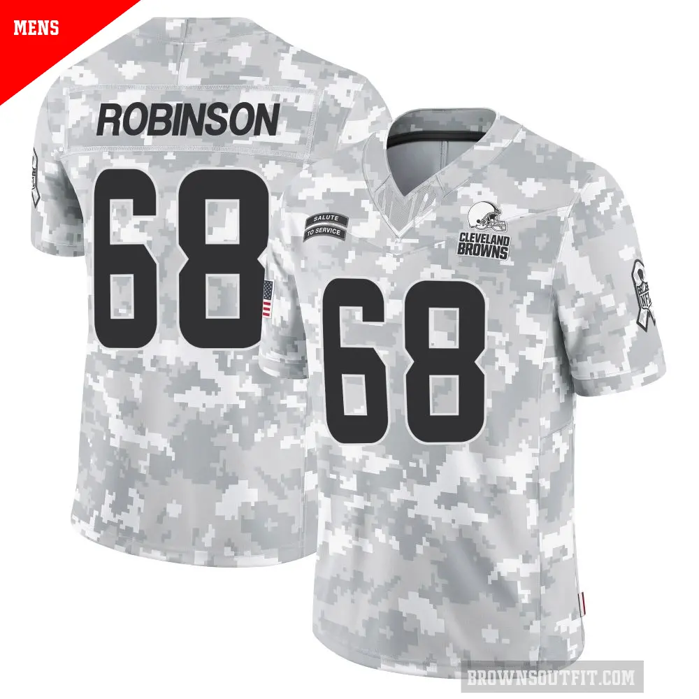 Men's Cleveland Browns ＃68 Cam Robinson Arctic Camo Limited 2024 Salute to Service Jersey