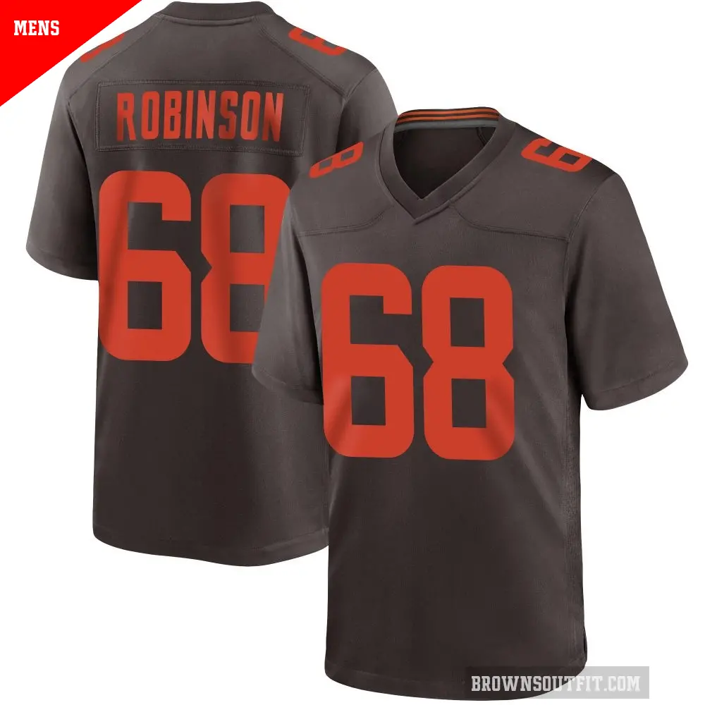 Men's Cleveland Browns ＃68 Cam Robinson Brown Game Alternate Jersey