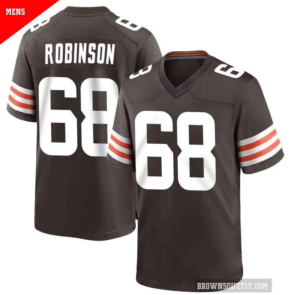 Men's Cleveland Browns ＃68 Cam Robinson Brown Game Team Color Jersey