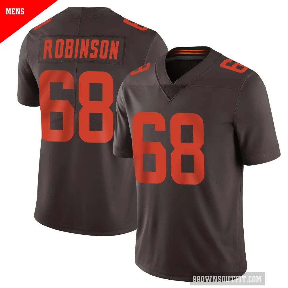 Men's Cleveland Browns ＃68 Cam Robinson Brown Limited Vapor Alternate Jersey