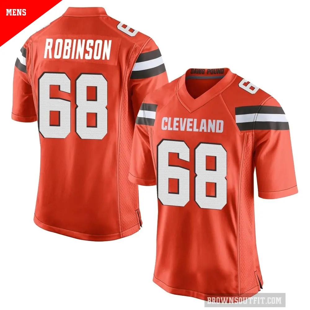Men's Cleveland Browns ＃68 Cam Robinson Orange Game Alternate Jersey