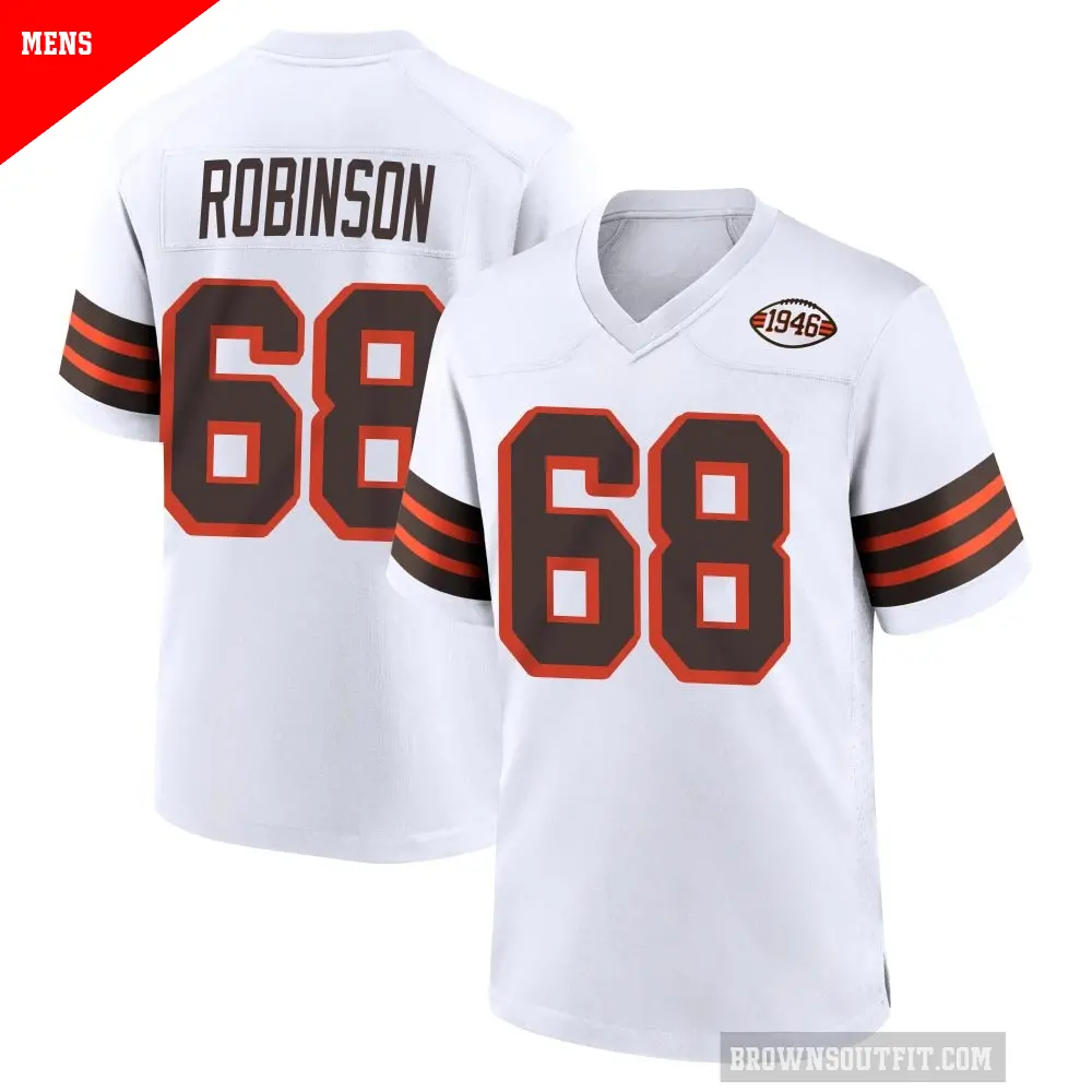 Men's Cleveland Browns ＃68 Cam Robinson White Game 1946 Collection Alternate Jersey