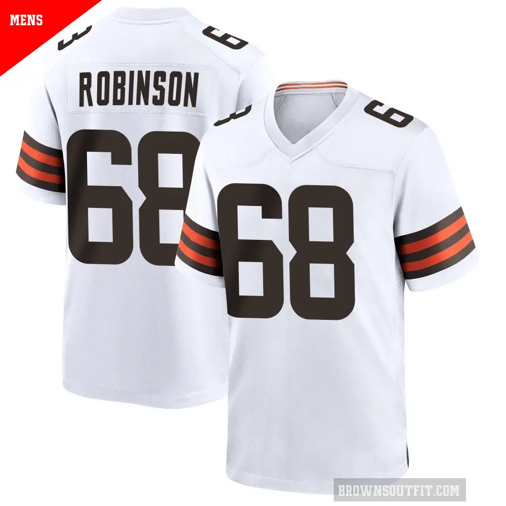 Men's Cleveland Browns ＃68 Cam Robinson White Game Jersey