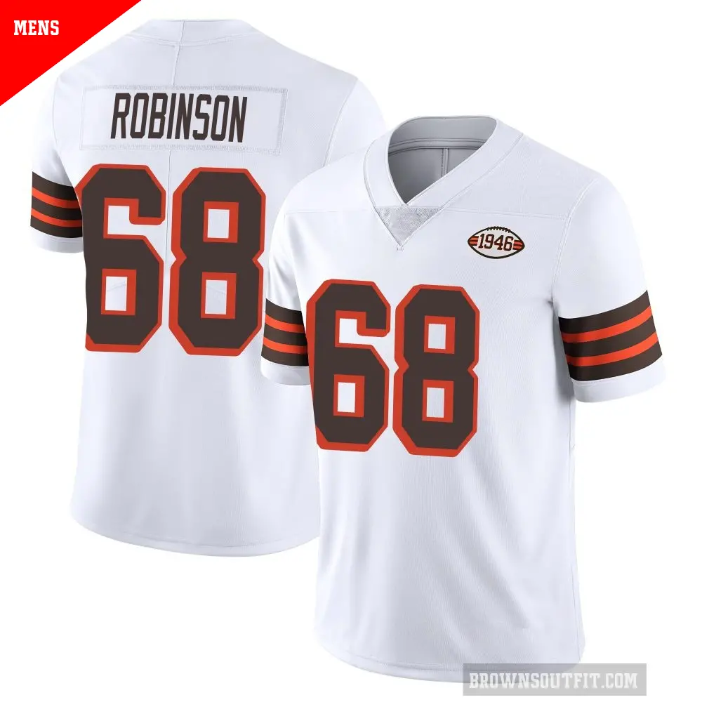 Men's Cleveland Browns ＃68 Cam Robinson White Limited Vapor 1946 Collection Alternate Jersey