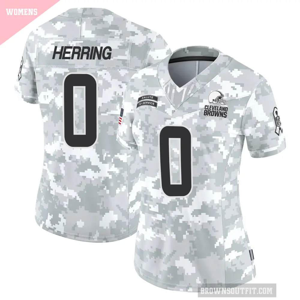 Women's Cleveland Browns ＃0 Tyron Herring Arctic Camo Limited 2024 Salute to Service Jersey