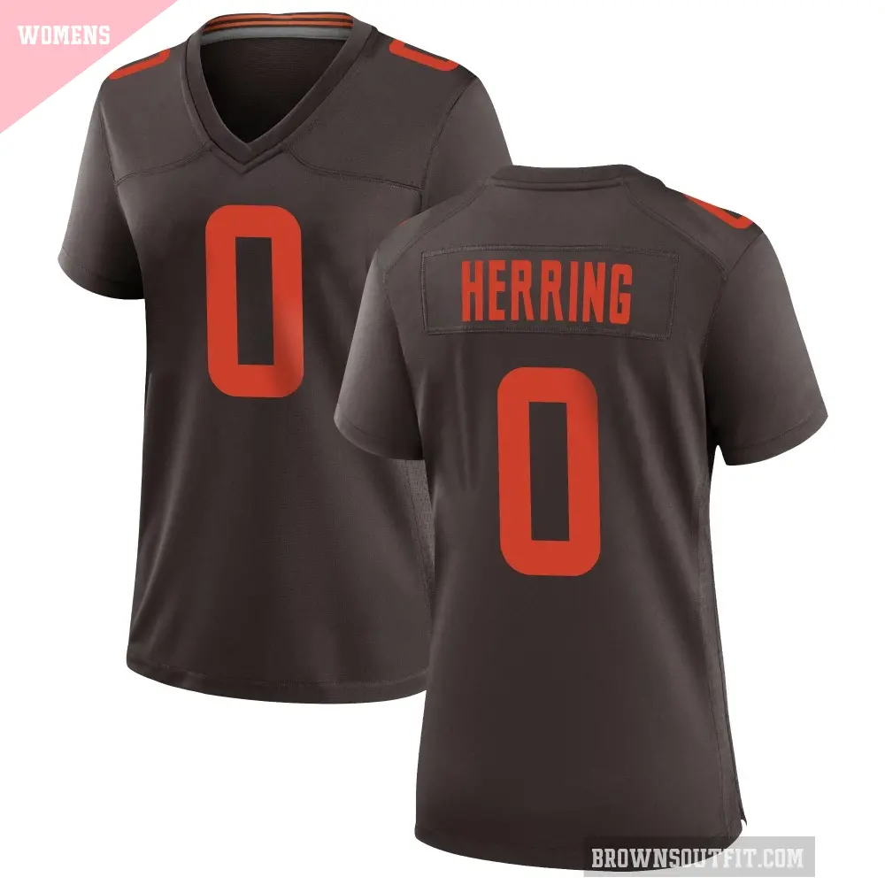 Women's Cleveland Browns ＃0 Tyron Herring Brown Game Alternate Jersey