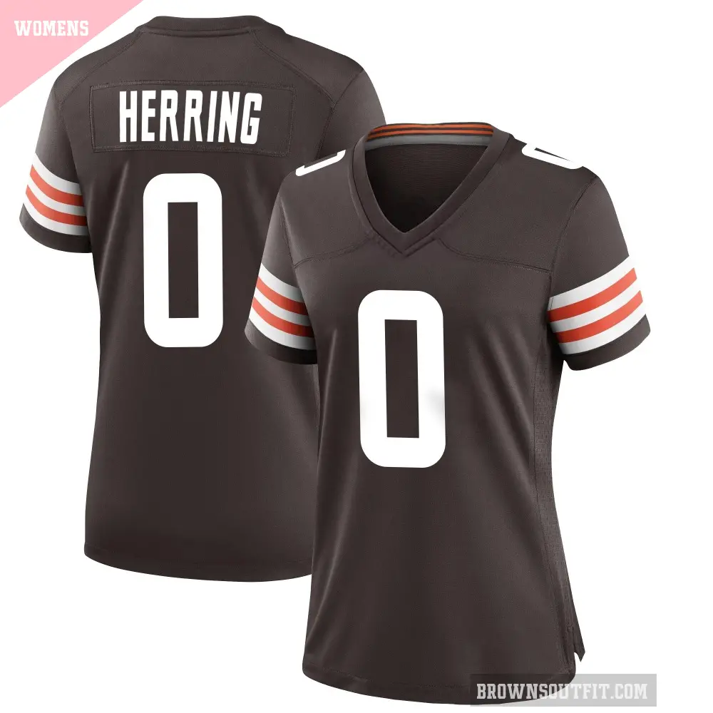 Women's Cleveland Browns ＃0 Tyron Herring Brown Game Team Color Jersey