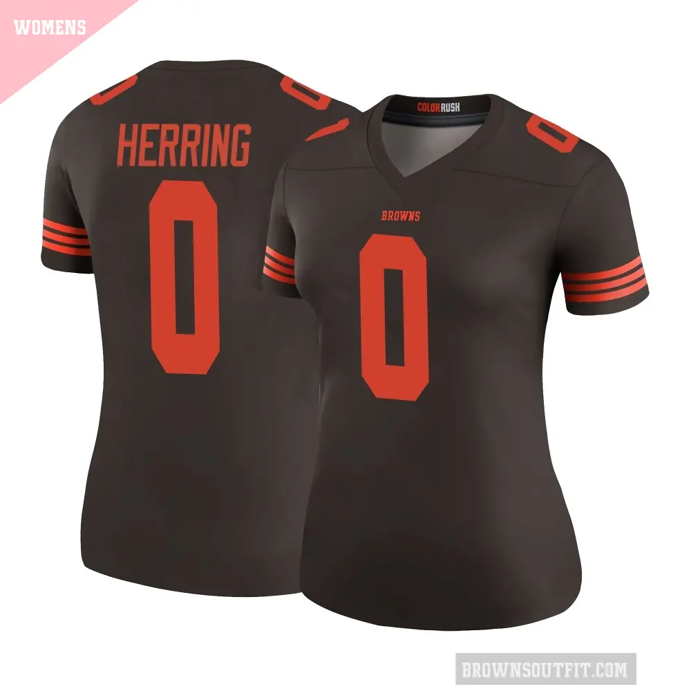 Women's Cleveland Browns ＃0 Tyron Herring Brown Legend Color Rush Jersey