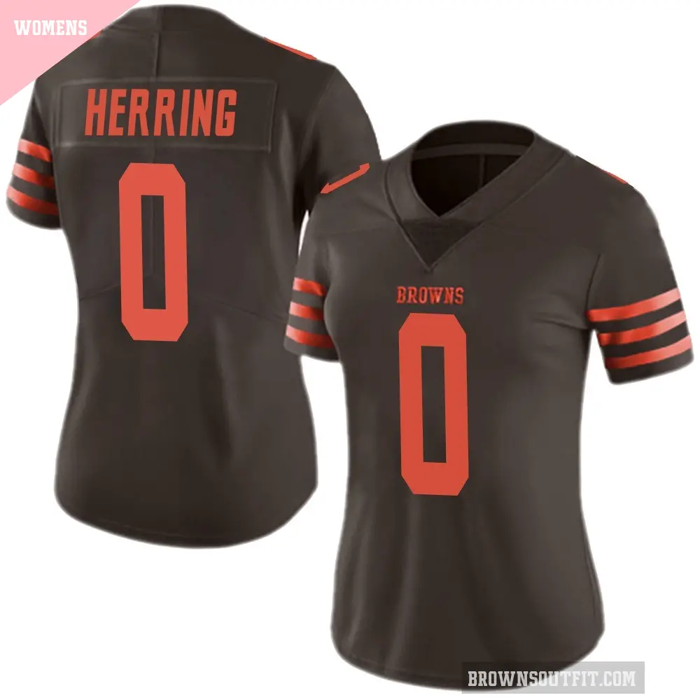 Women's Cleveland Browns ＃0 Tyron Herring Brown Limited Color Rush Jersey