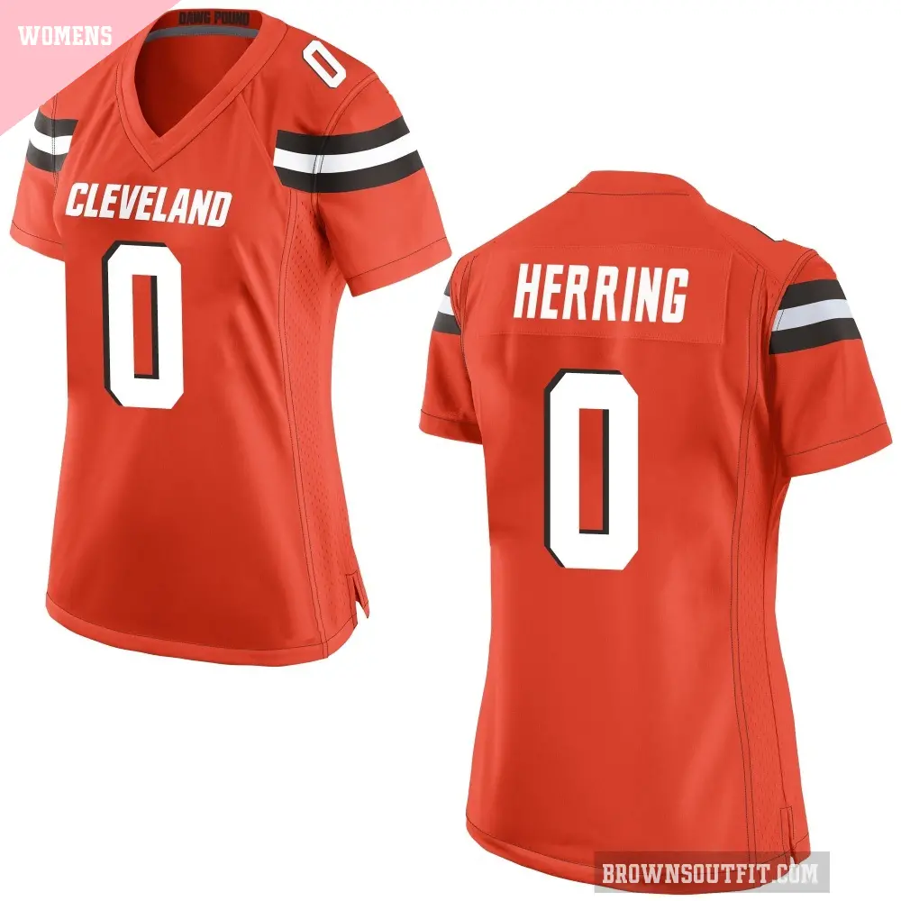 Women's Cleveland Browns ＃0 Tyron Herring Orange Game Alternate Jersey