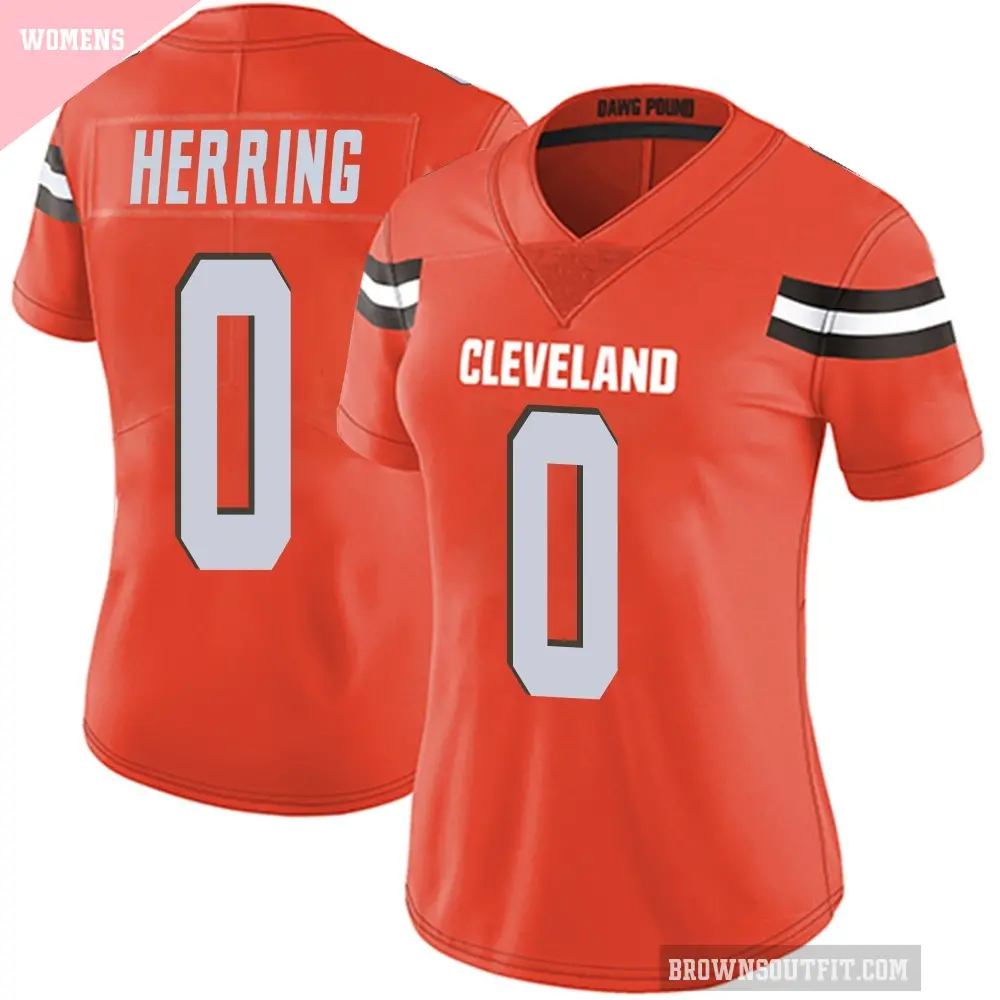 Women's Cleveland Browns ＃0 Tyron Herring Orange Limited Alternate Vapor Untouchable Jersey