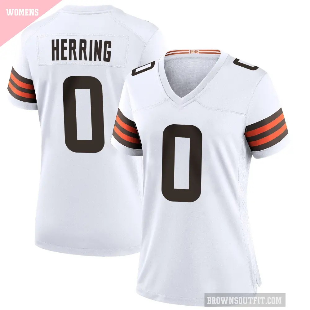 Women's Cleveland Browns ＃0 Tyron Herring White Game Jersey