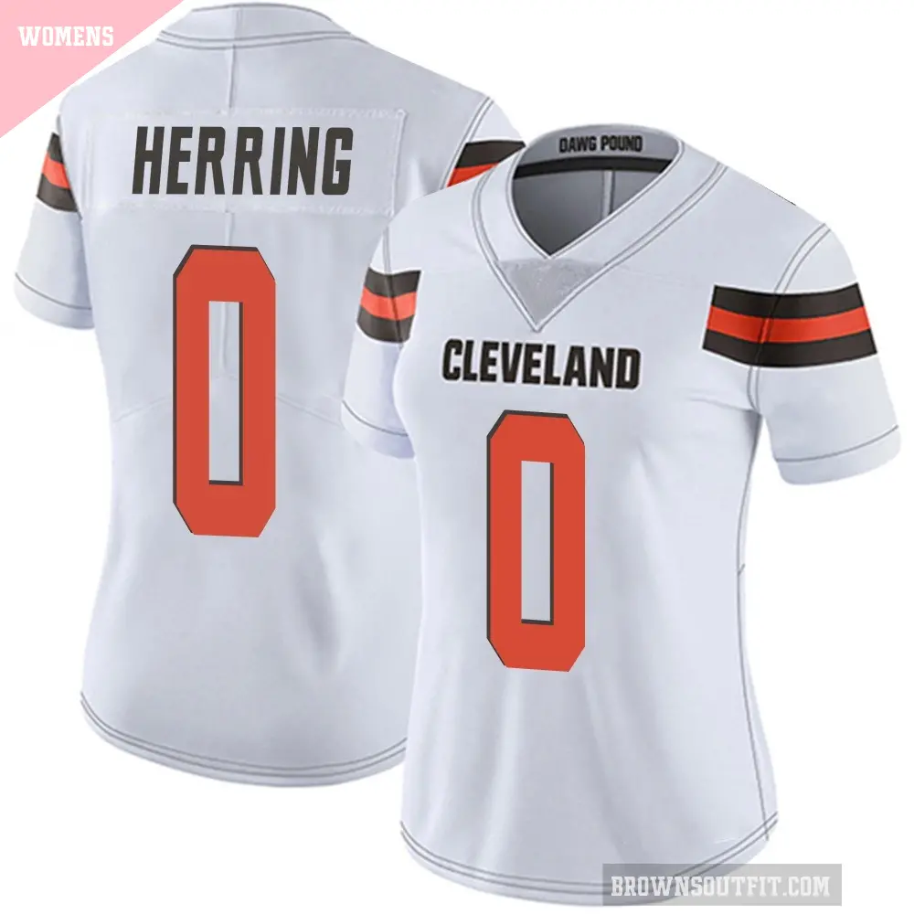 Women's Cleveland Browns ＃0 Tyron Herring White Limited Vapor Untouchable Jersey