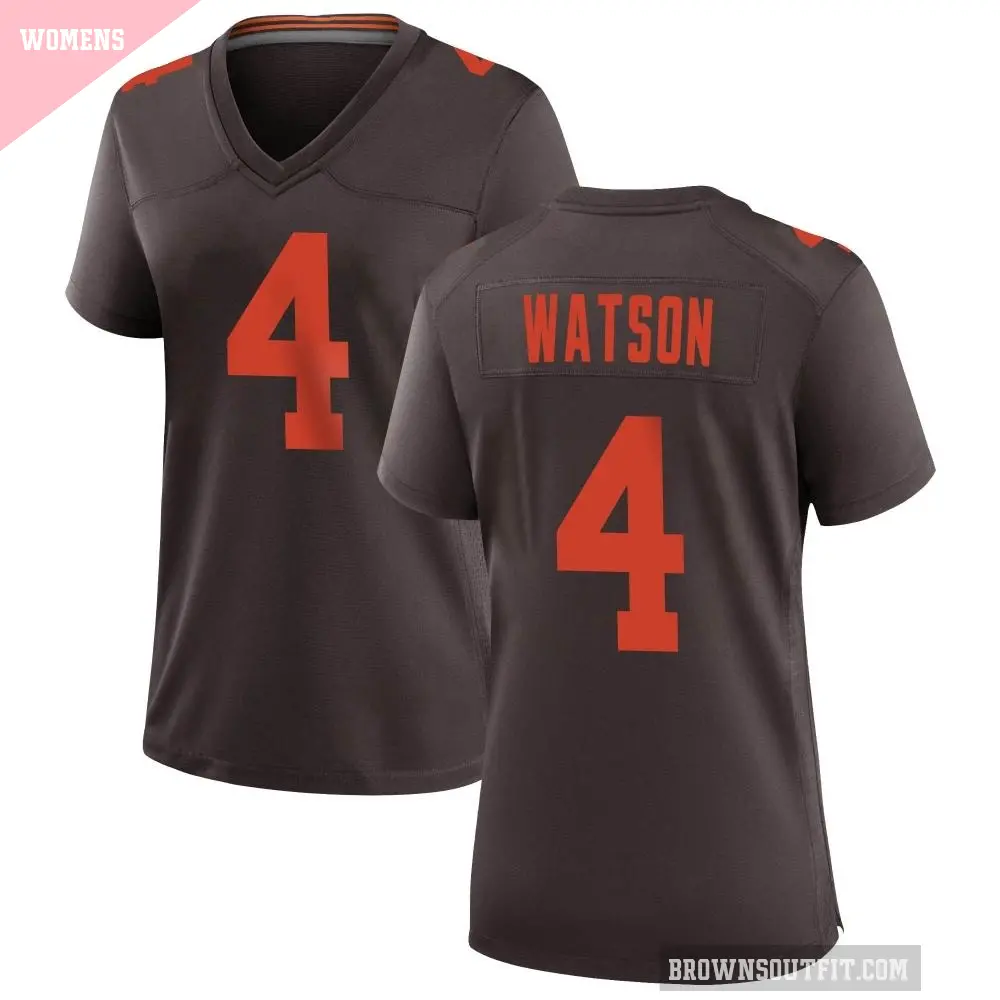 Women's Cleveland Browns ＃4 Deshaun Watson Brown Game Alternate Jersey