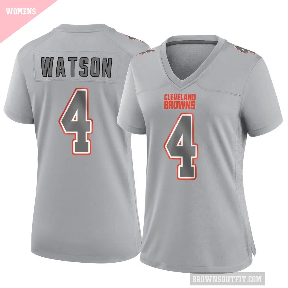 Women's Cleveland Browns ＃4 Deshaun Watson Gray Game Atmosphere Fashion Jersey
