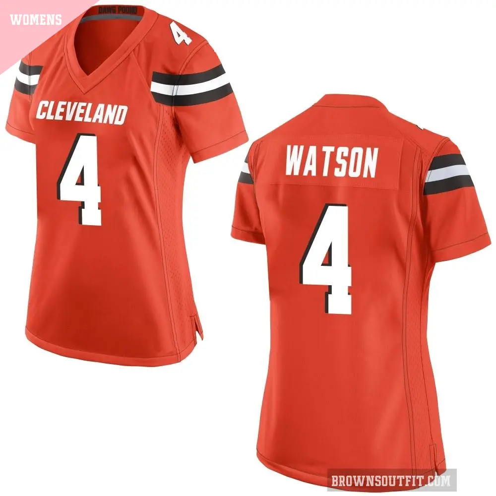 Women's Cleveland Browns ＃4 Deshaun Watson Orange Game Alternate Jersey