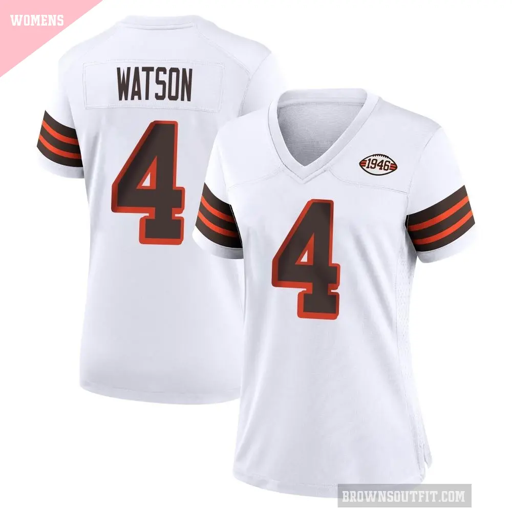 Women's Cleveland Browns ＃4 Deshaun Watson White Game 1946 Collection Alternate Jersey