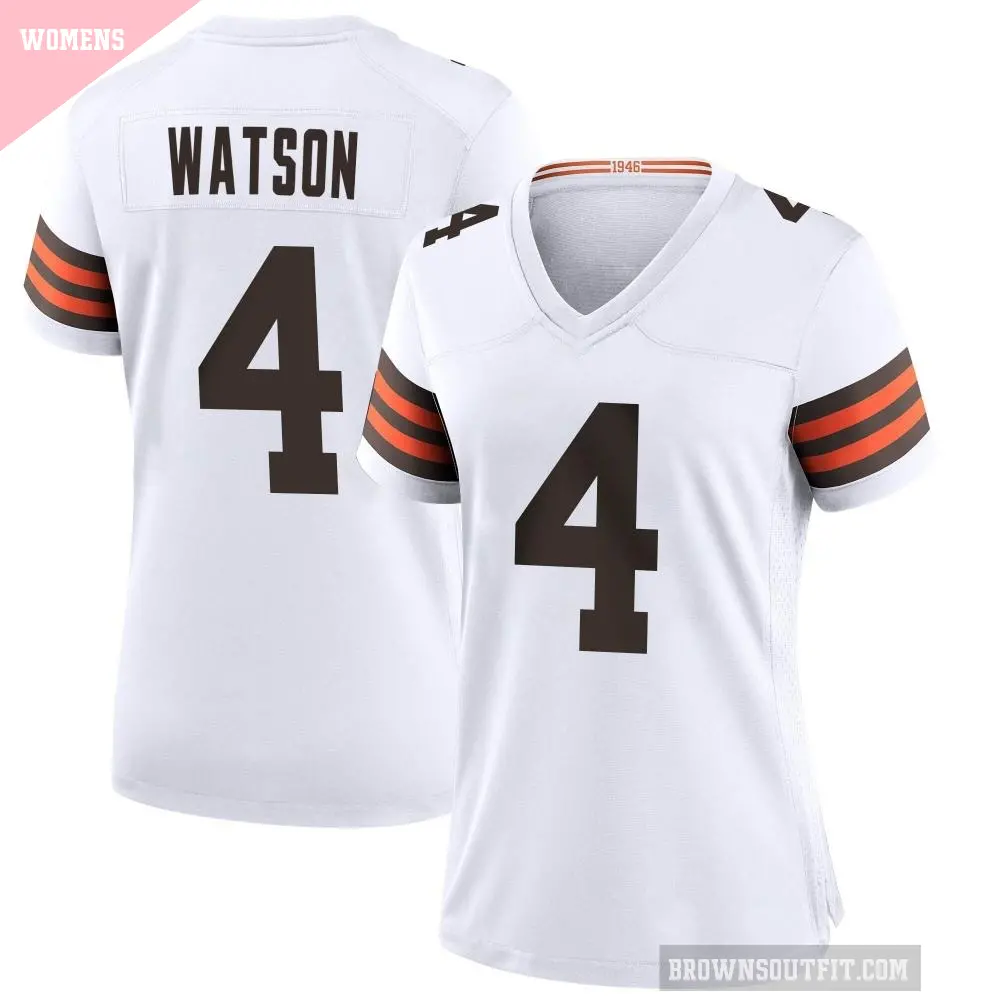 Women's Cleveland Browns ＃4 Deshaun Watson White Game Jersey