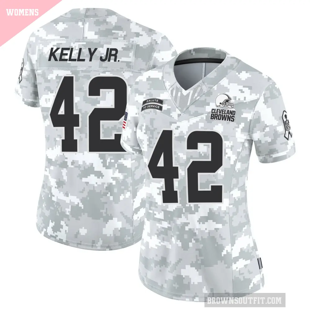 Women's Cleveland Browns ＃42 John Kelly Jr. Arctic Camo Limited 2024 Salute to Service Jersey