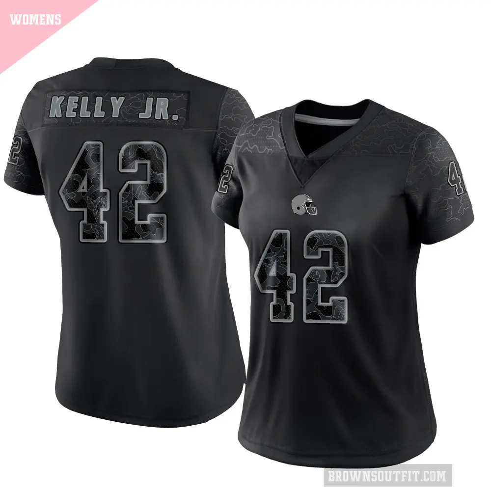 Women's Cleveland Browns ＃42 John Kelly Jr. Black Limited Reflective Jersey