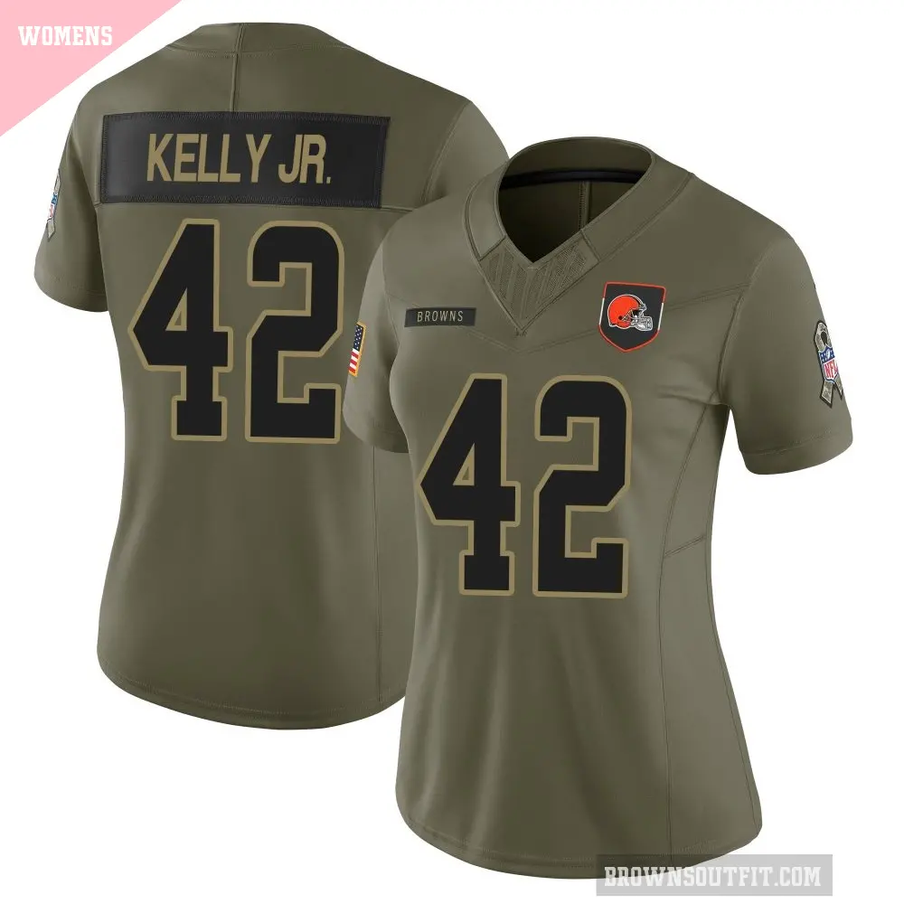 Women's Cleveland Browns ＃42 John Kelly Jr. Olive Limited 2025 Salute to Service Jersey
