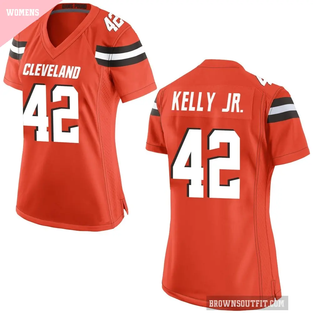 Women's Cleveland Browns ＃42 John Kelly Jr. Orange Game Alternate Jersey