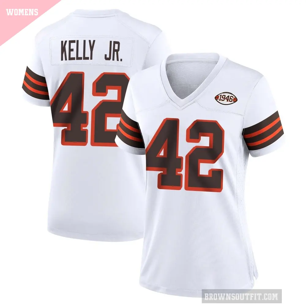 Women's Cleveland Browns ＃42 John Kelly Jr. White Game 1946 Collection Alternate Jersey