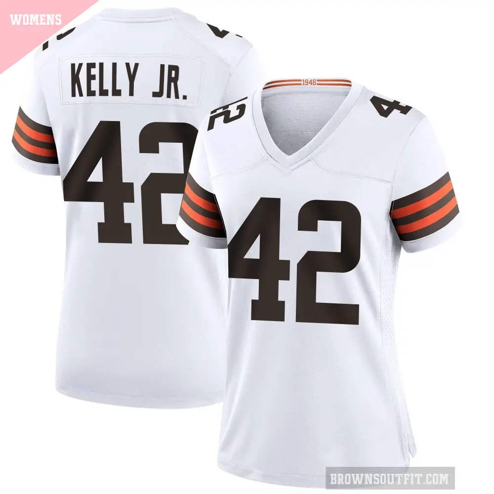 Women's Cleveland Browns ＃42 John Kelly Jr. White Game Jersey