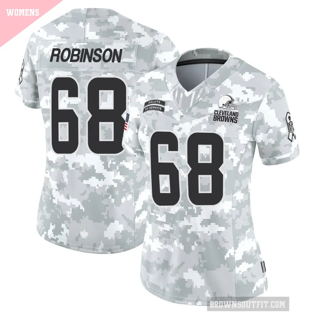 Women's Cleveland Browns ＃68 Cam Robinson Arctic Camo Limited 2024 Salute to Service Jersey