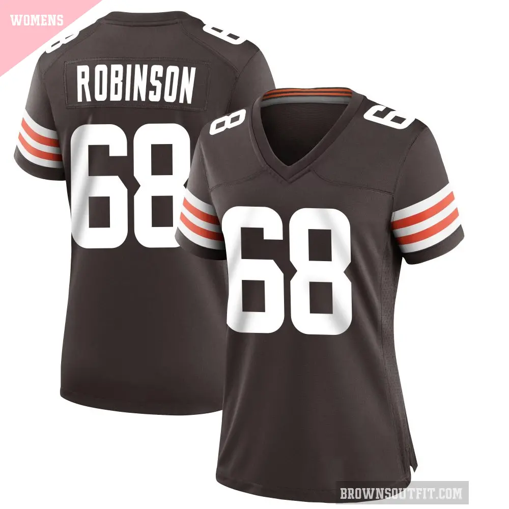 Women's Cleveland Browns ＃68 Cam Robinson Brown Game Team Color Jersey